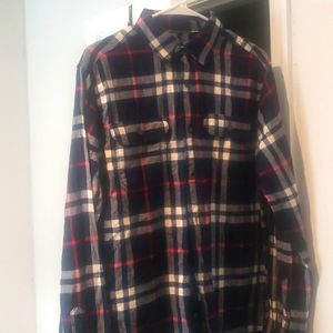 Plaid Pattern  Flannel Dark Blue Mens Shirt